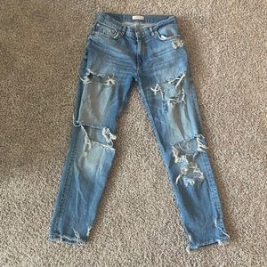 Zara Ripped Boyfriend Jeans